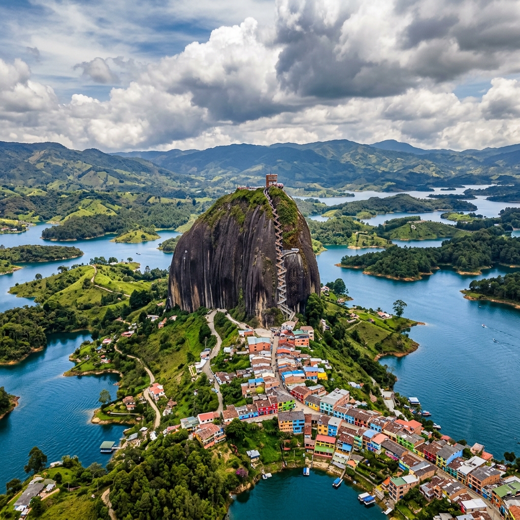 El Peñón de Guatapé y el embalse esmeralda del Oriente