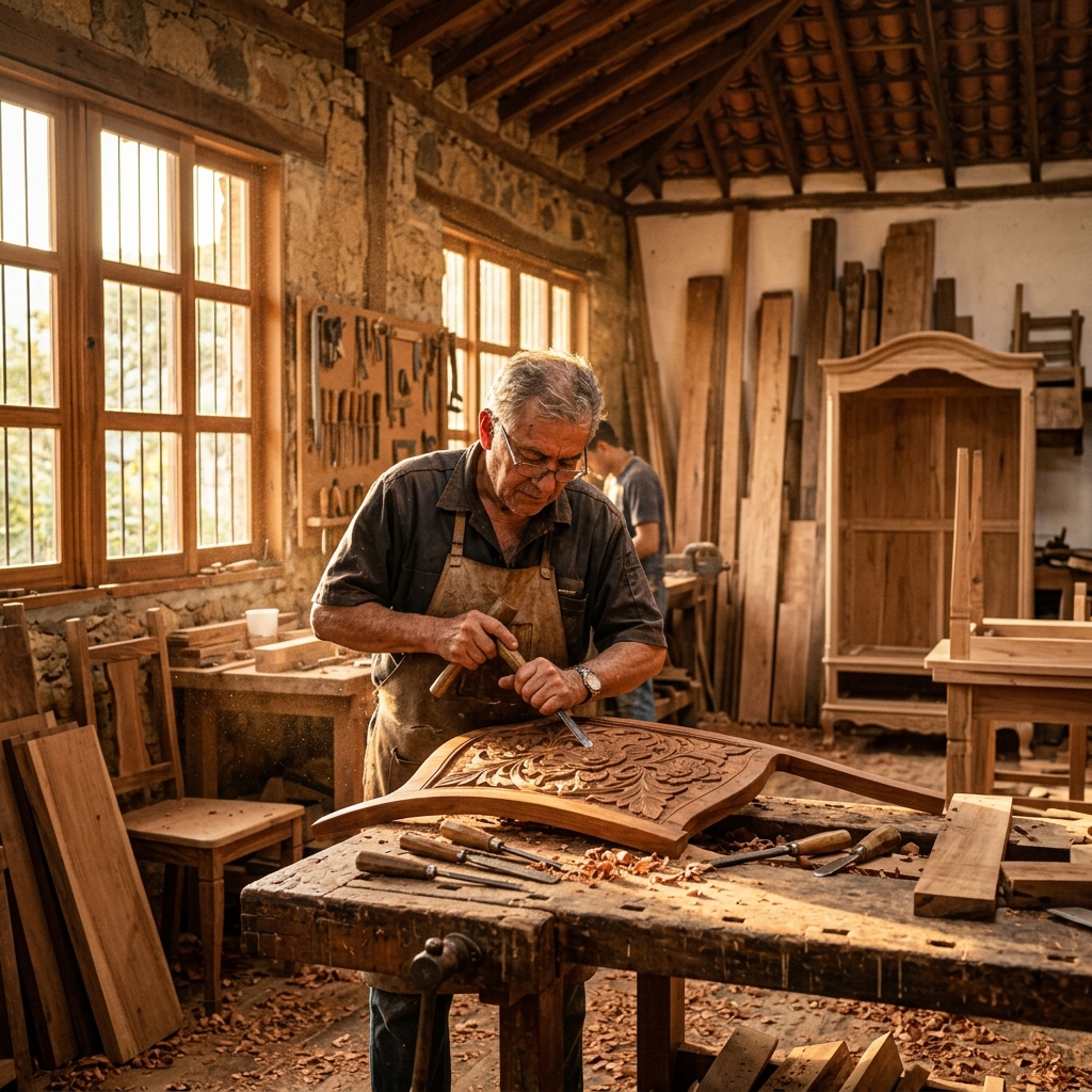 El Retiro artesanías en madera y ebanistería colonial